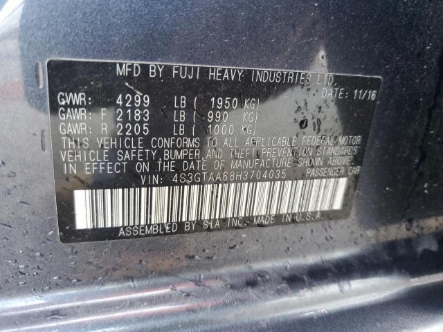 2017 SUBARU IMPREZA 4S3GTAA68H3704035