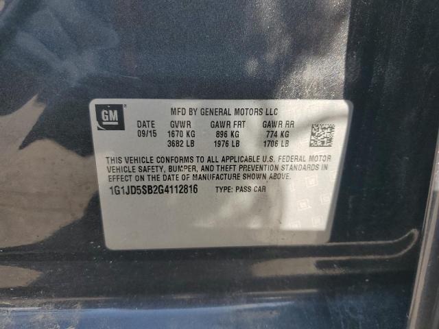 2016 CHEVROLET SONIC LT 1G1JD5SB2G4112816