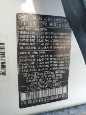 2015 LAND ROVER RANGE ROVE SALGS2VF9FA214059