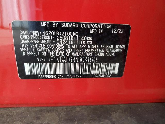 2022 SUBARU WRX LIMITE JF1VBAL63N9031645