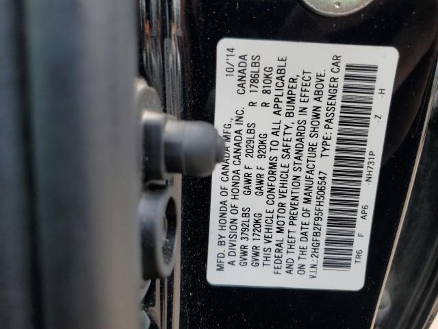 2015 HONDA CIVIC EXL 2HGFB2F95FH506547