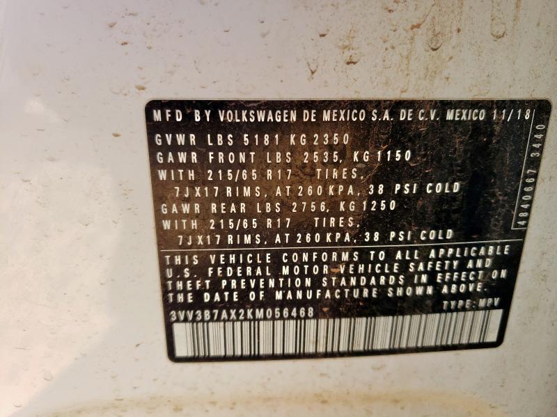 2019 VOLKSWAGEN TIGUAN SE - 3VV3B7AX2KM056468