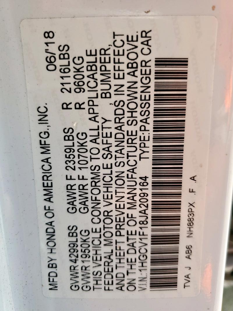 2018 HONDA ACCORD LX 1HGCV1F18JA209164
