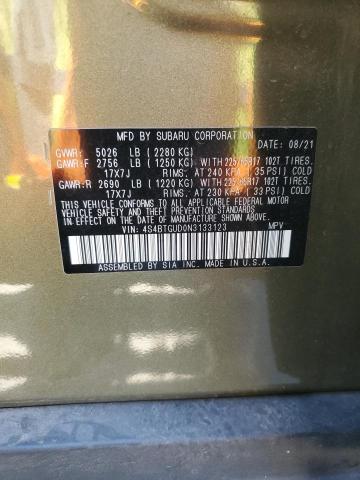 2022 SUBARU OUTBACK WI 4S4BTGUD0N3133123