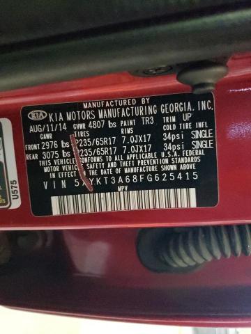 2015 KIA SORENTO LX 5XYKT3A68FG625415