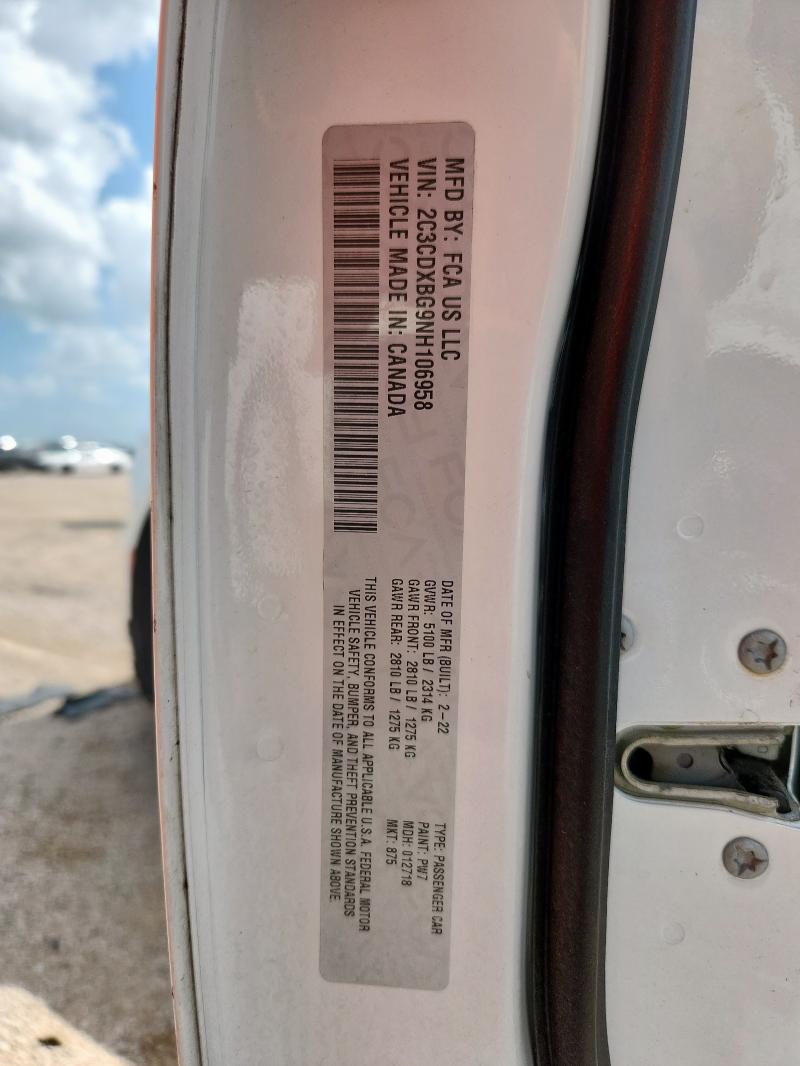 2022 DODGE CHARGER SXT 2C3CDXBG9NH106958