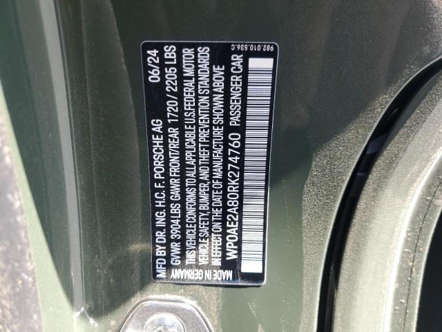 2024 PORSCHE CAYMAN GT4 WP0AE2A80RK274760