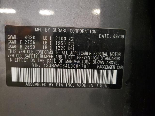 2020 SUBARU LEGACY PRE 4S3BWAC64L3004780