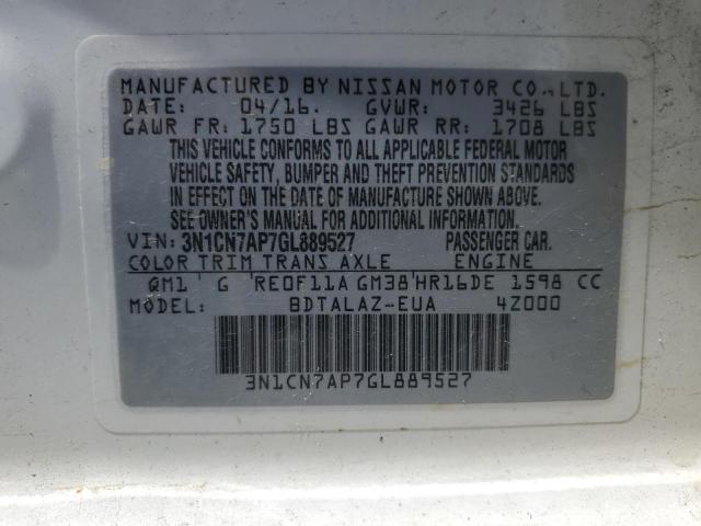 2016 NISSAN VERSA S - 3N1CN7AP7GL889527