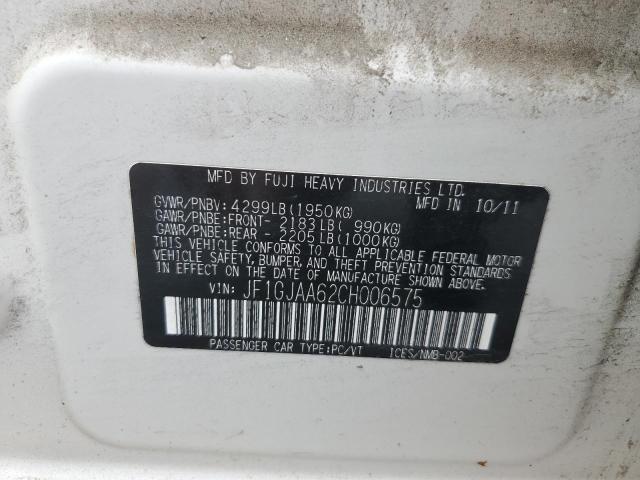 2012 SUBARU IMPREZA - JF1GJAA62CH006575
