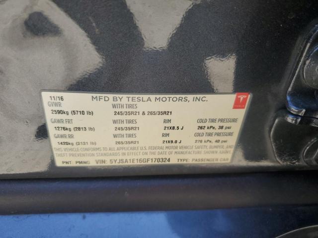 2016 TESLA MODEL S - 5YJSA1E16GF170324