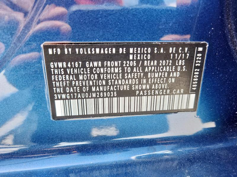2018 VOLKSWAGEN GOLF S 3VWG17AU0JM269035