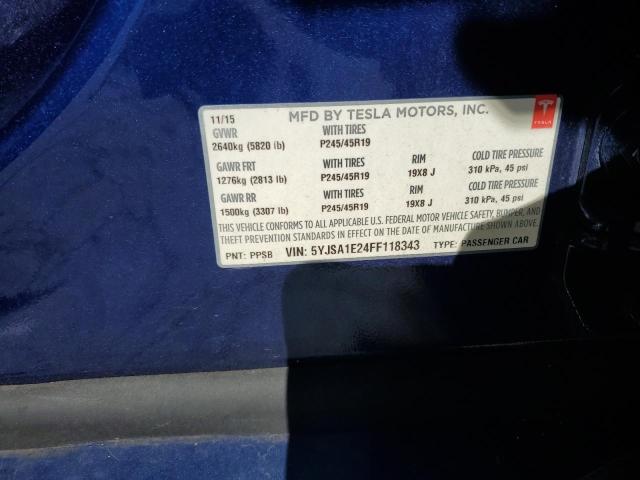 2015 TESLA MODEL S 5YJSA1E24FF118343