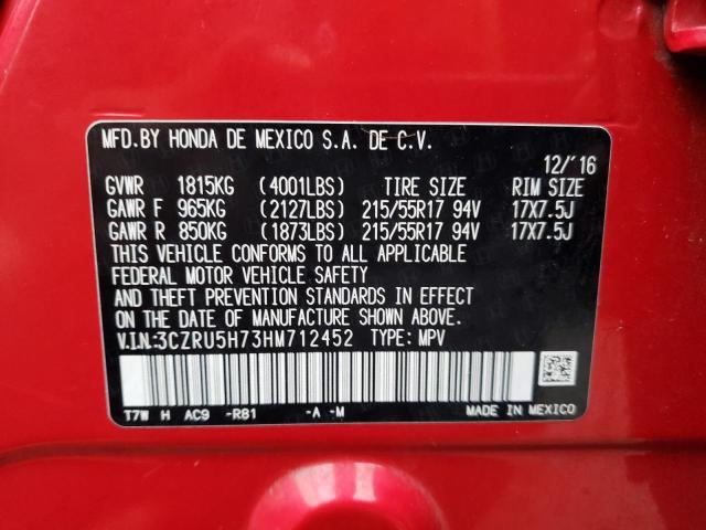 2017 HONDA HR-V EXL 3CZRU5H73HM712452