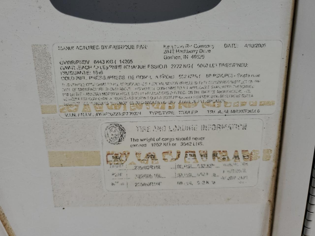 Lot #3317831225 2006 KEYSTONE MONTANA