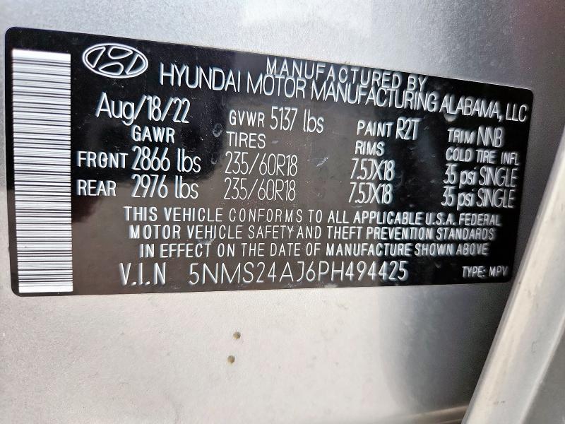 2023 HYUNDAI SANTA FE S 5NMS24AJ6PH494425