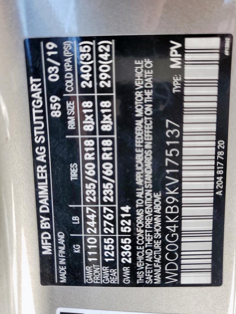 2019 MERCEDES-BENZ GLC 300 4M WDC0G4KB9KV175137