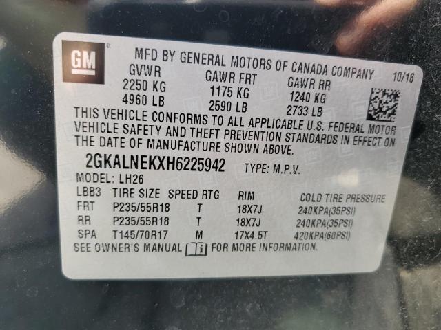 2017 GMC TERRAIN SL 2GKALNEKXH6225942
