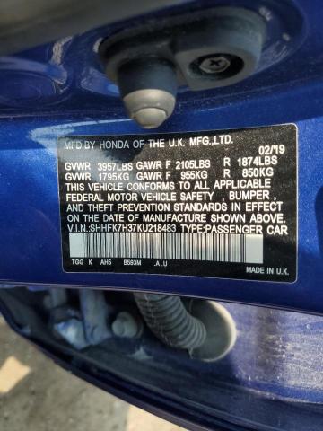 2019 HONDA CIVIC LX SHHFK7H37KU218483