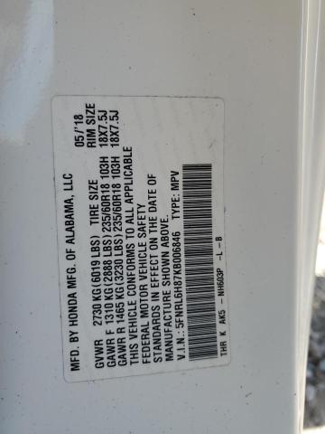 2019 HONDA ODYSSEY TO 5FNRL6H87KB006846