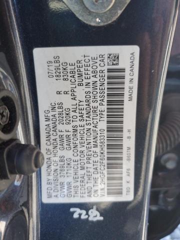2019 HONDA CIVIC LX 2HGFC2F60KH583310