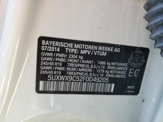 2015 BMW X3 XDRIVE2 5UXWX9C52F0D49205