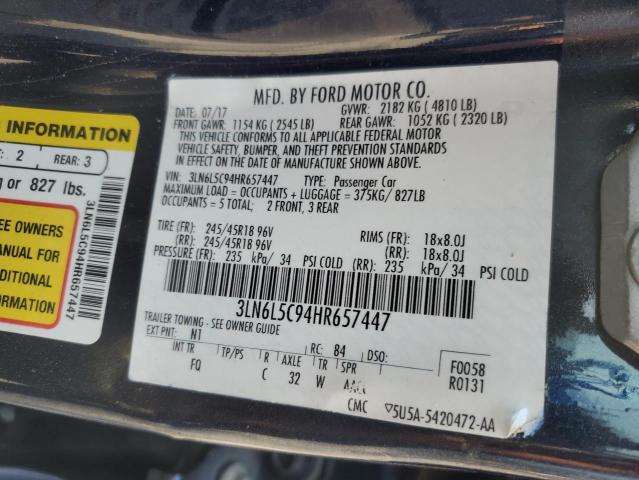 2017 LINCOLN MKZ SELECT 3LN6L5C94HR657447