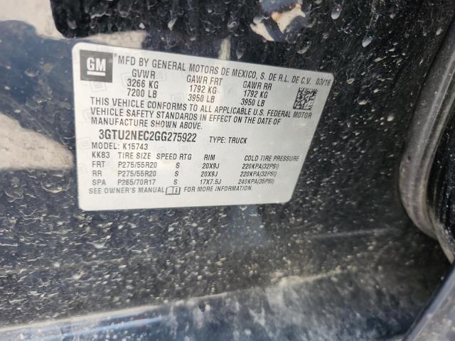 2016 GMC SIERRA K1500 SLT 3GTU2NEC2GG275922