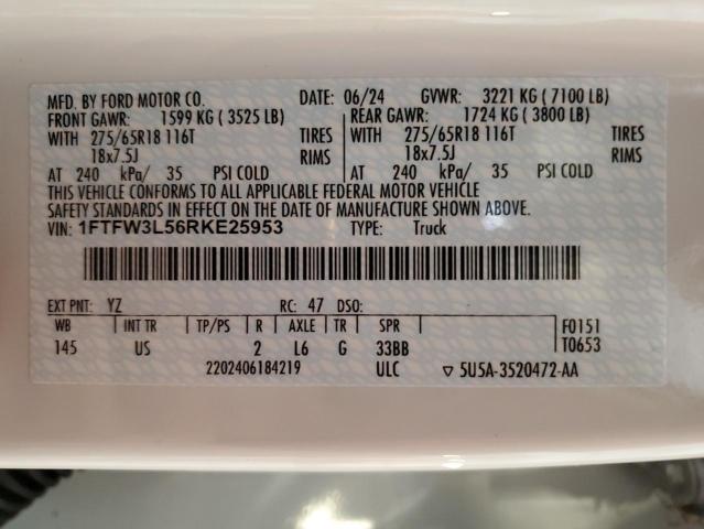 2024 FORD F150 XLT 1FTFW3L56RKE25953