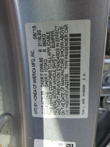 2018 HONDA ACCORD SPO 1HGCV1F31JA223750