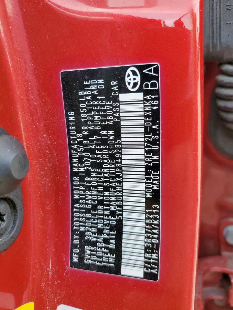 2018 TOYOTA COROLLA L - 5YFBURHEXJP849285