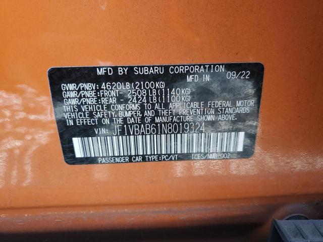 2022 SUBARU WRX JF1VBAB61N8019324