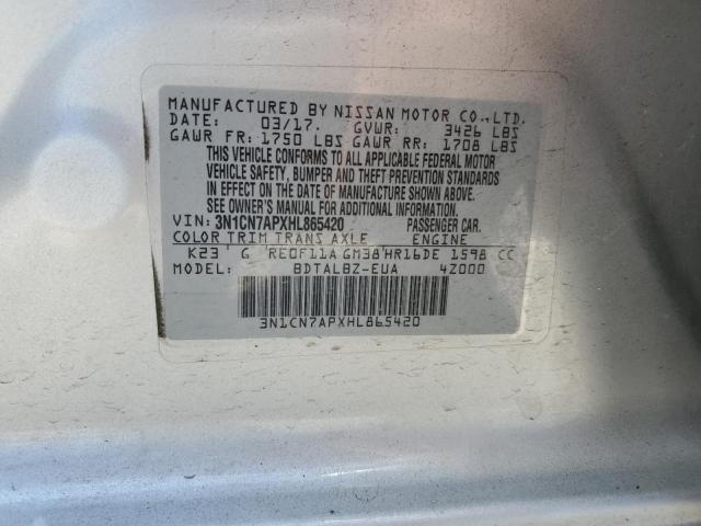 2017 NISSAN VERSA S 3N1CN7APXHL865420