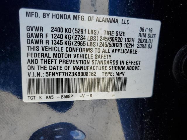 2019 HONDA PASSPORT S 5FNYF7H23KB008162