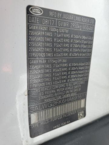 2017 LAND ROVER RANGE ROVE SALWG2FK6HA691611