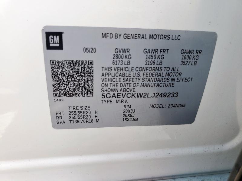 2020 BUICK ENCLAVE AV 5GAEVCKW2LJ249233