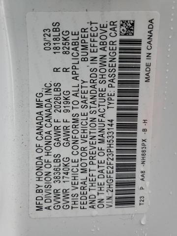 2023 HONDA CIVIC LX - 2HGFE2F23PH533144