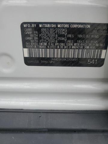 2019 MITSUBISHI OUTLANDER JA4AD3A35KZ005691