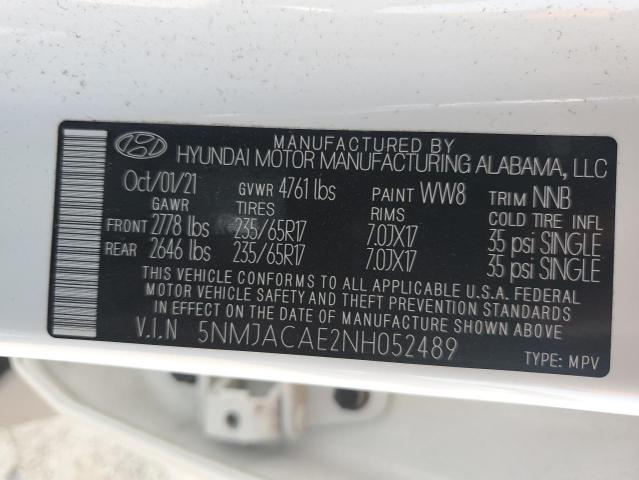 2022 HYUNDAI TUCSON SE 5NMJACAE2NH052489
