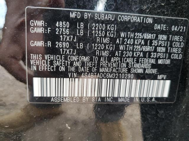 2021 SUBARU OUTBACK PR 4S4BTADC6M3210290