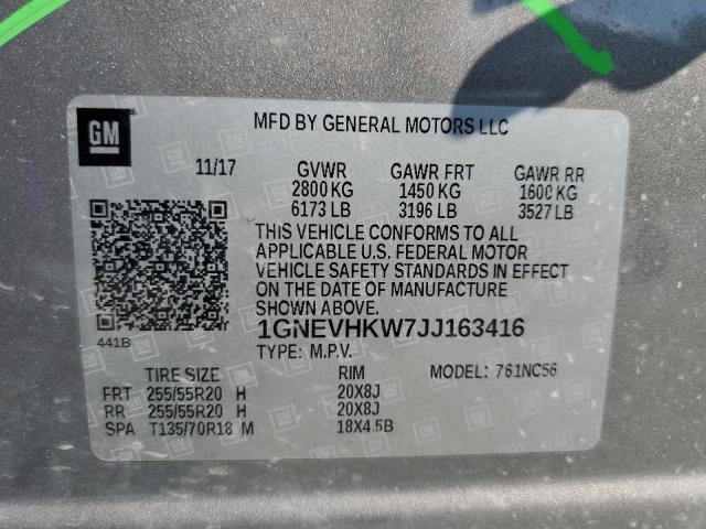 2018 CHEVROLET TRAVERSE L - 1GNEVHKW7JJ163416