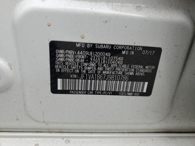 2018 SUBARU WRX JF1VA1B67J9810786