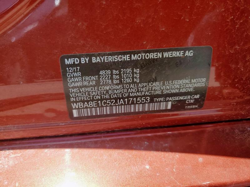 2018 BMW 330E WBA8E1C52JA171553