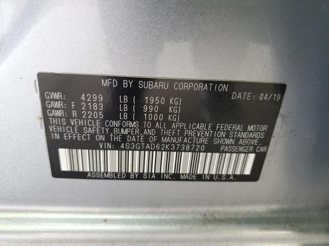 2019 SUBARU IMPREZA PR 4S3GTAD62K3738720
