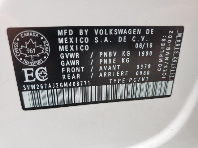 2016 VOLKSWAGEN JETTA S - 3VW267AJ2GM408771