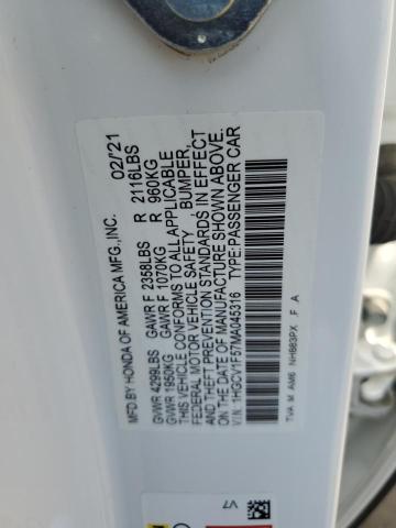 2021 HONDA ACCORD EXL 1HGCV1F57MA045316