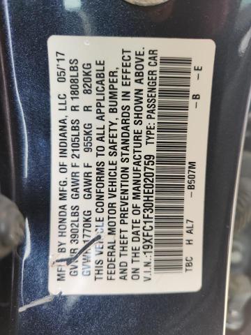 2017 HONDA CIVIC EX 19XFC1F30HE020759
