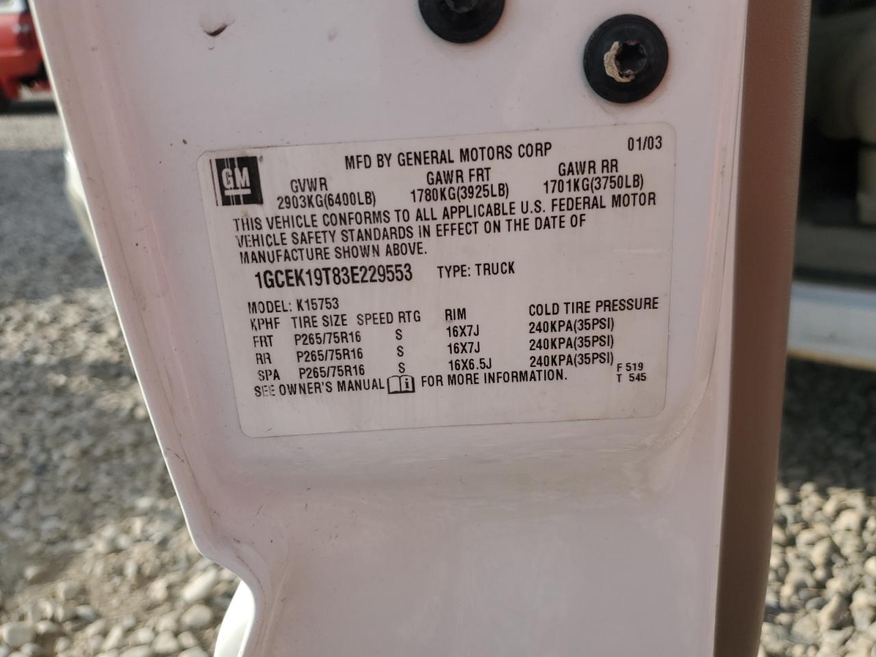 Lot #3208458450 2003 CHEVROLET SILVERADO