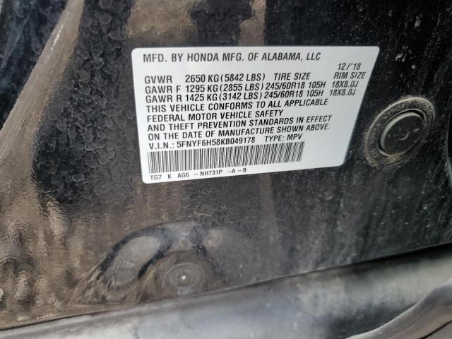 2019 HONDA PILOT EXL 5FNYF6H58KB049178