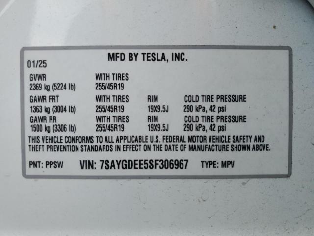 2025 TESLA MODEL Y 7SAYGDEE5SF306967